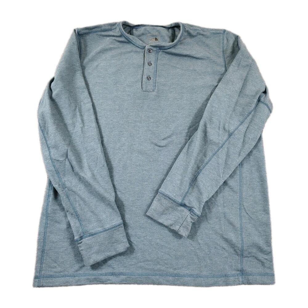 The North Face Henley Long Sleeve Shirt Men's XL Blue Minimalist Outdoor Stretch